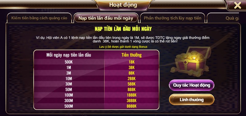 nạp tiền TDTC